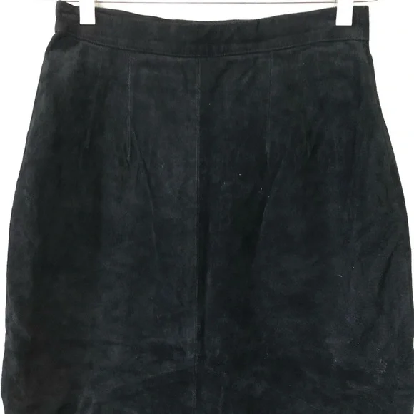Vintage 80’s Gitano black suede midi pencil skirt SMALL - Picture 9 of 10